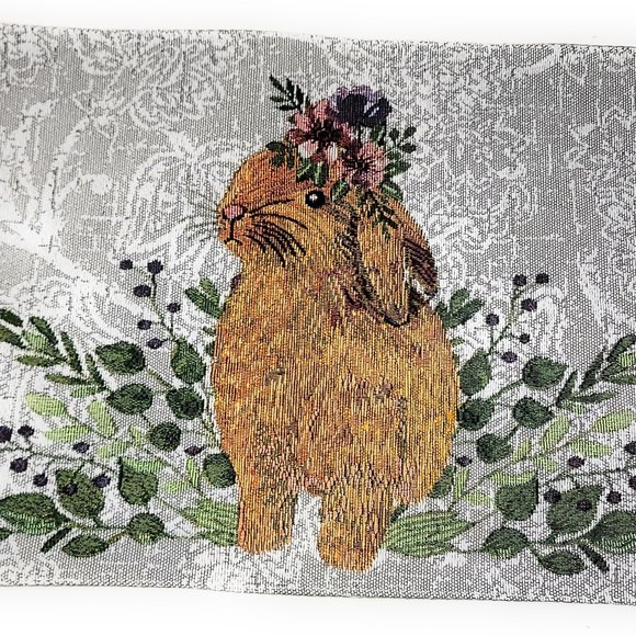 Easter Bunny Rabbit Fabric Placemats Gray (Set of 4) - Picture 2 of 4